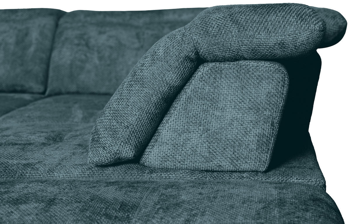 WOHNLANDSCHAFT Blau Struktur  - Blau/Schwarz, KONVENTIONELL, Textil/Metall (188/357/253cm) - Carryhome