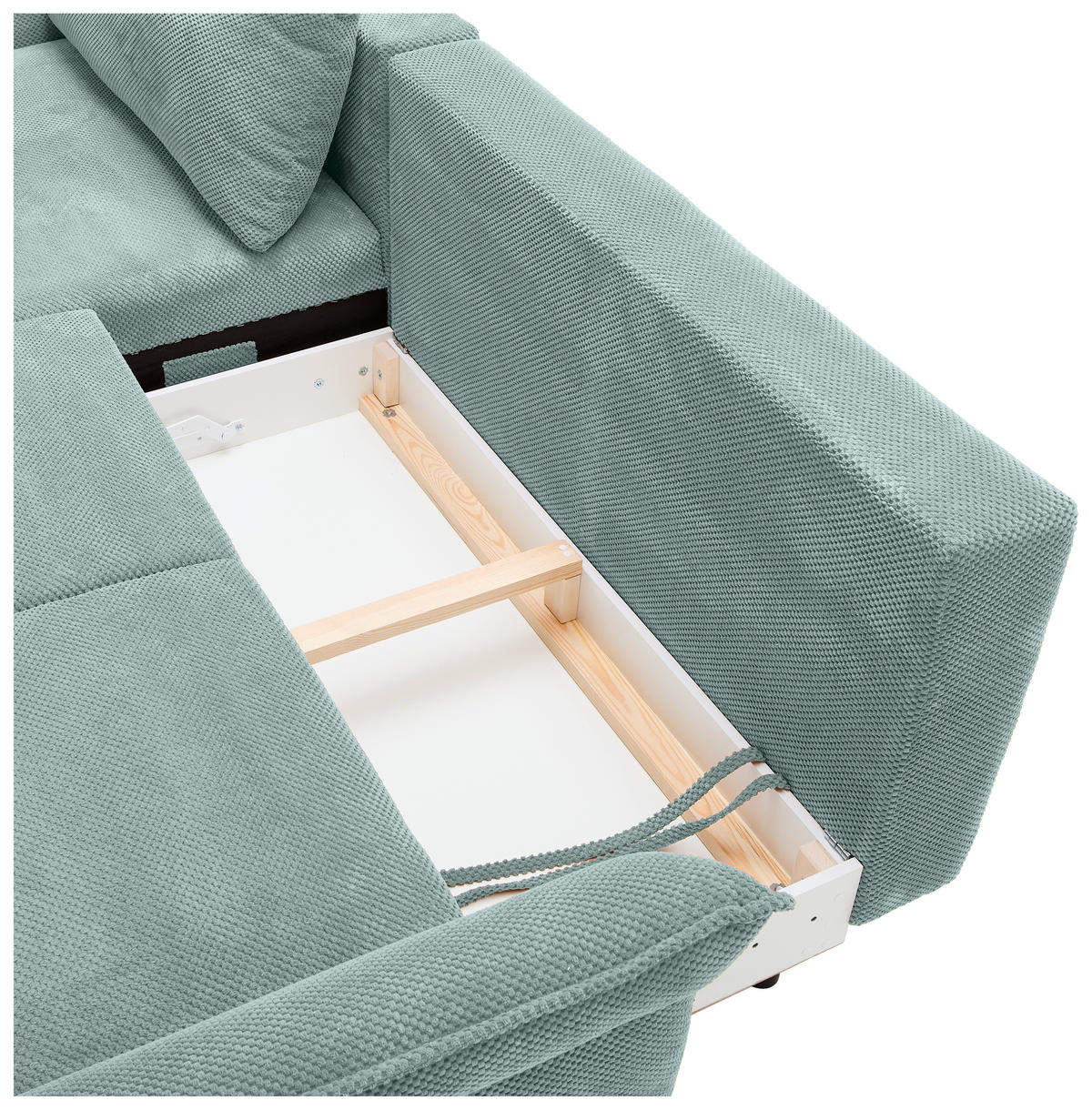 ECKSOFA in Chenille Mintgrün  - Schwarz/Mintgrün, Konventionell, Textil/Metall (164/255cm) - Carryhome