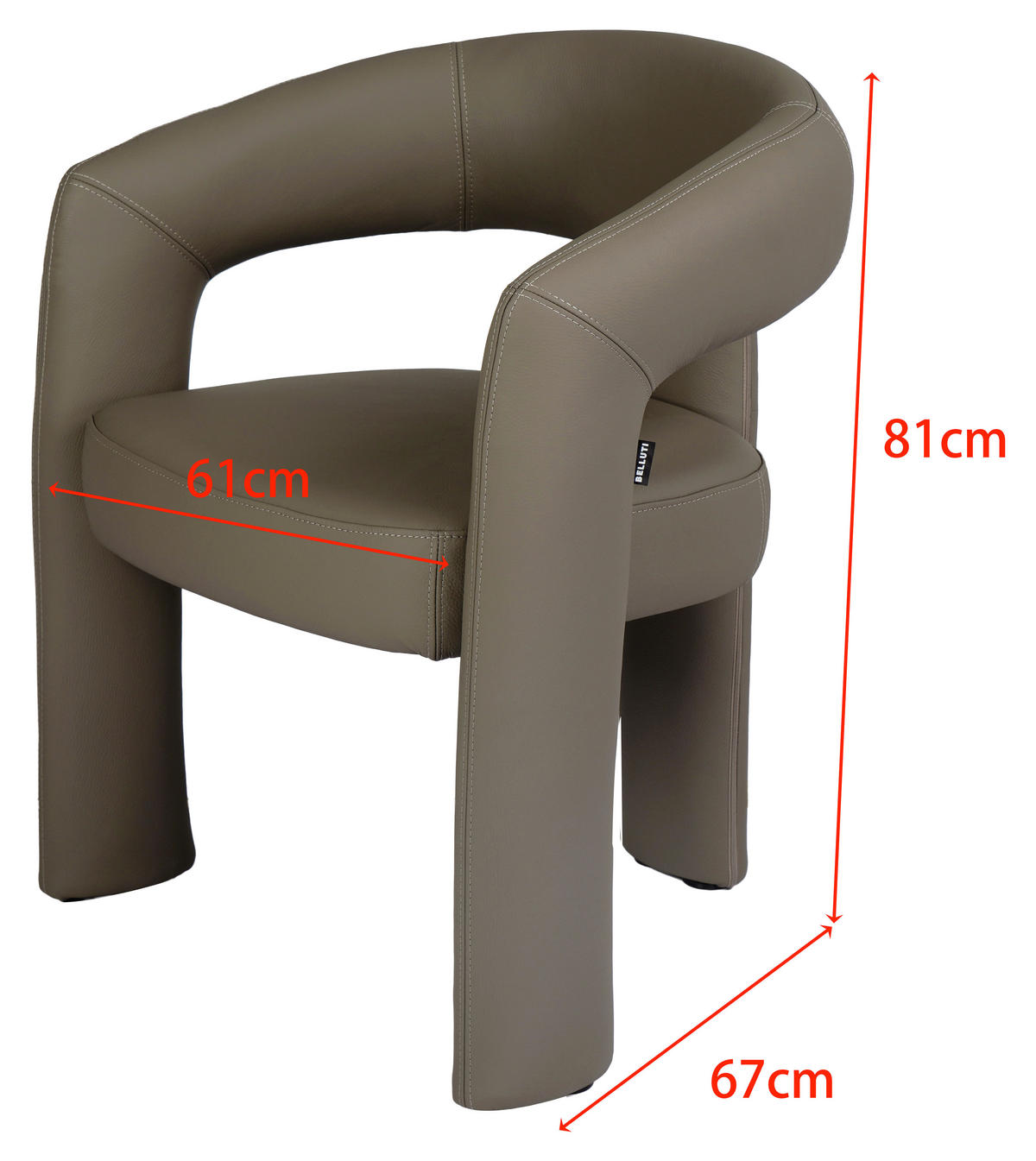 ARMLEHNSTUHL    Echtleder  Braun  - Braun, Design, Leder/Metall (61/81/67cm) - Belluti