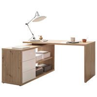 ECKSCHREIBTISCH 139/139/72 cm Eiche Artisan, Weiss Hochglanz  - Weiss Hochglanz/Eiche Artisan, Design, Holzwerkstoff (139/139/72cm) - Stylife