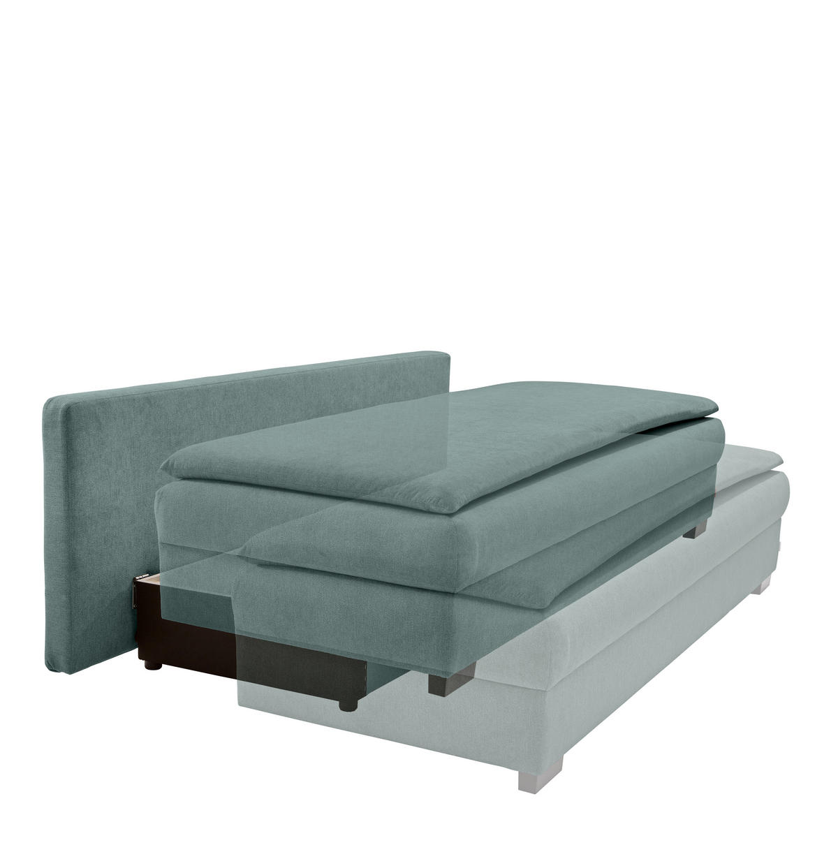SCHLAFSOFA Samt Grau  - Schwarz/Grau, KONVENTIONELL, Kunststoff/Textil (207/94/90cm) - Carryhome