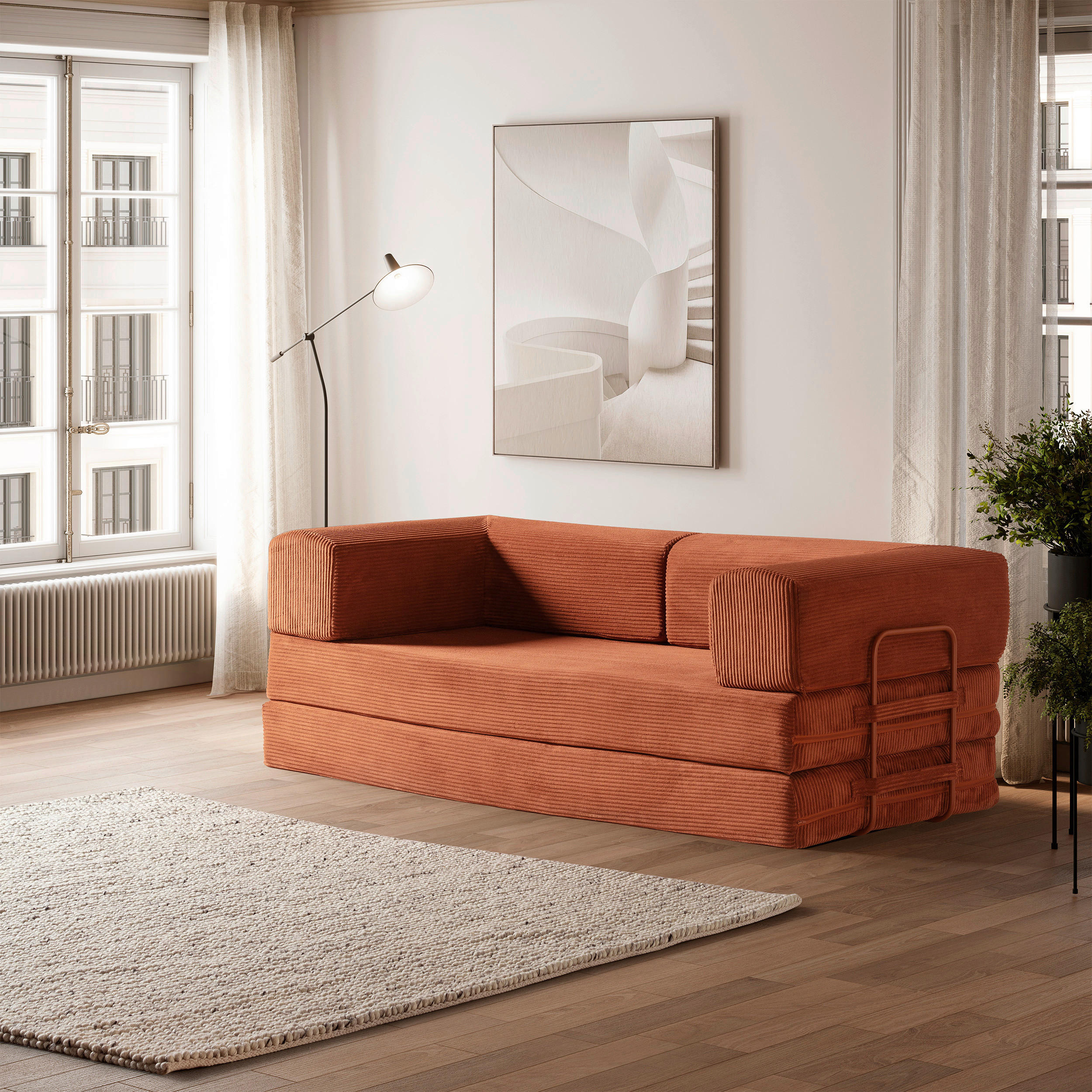 SCHLAFSOFA Cord Terracotta  - Terracotta, MODERN, Textil (200/70/90cm) - Livetastic