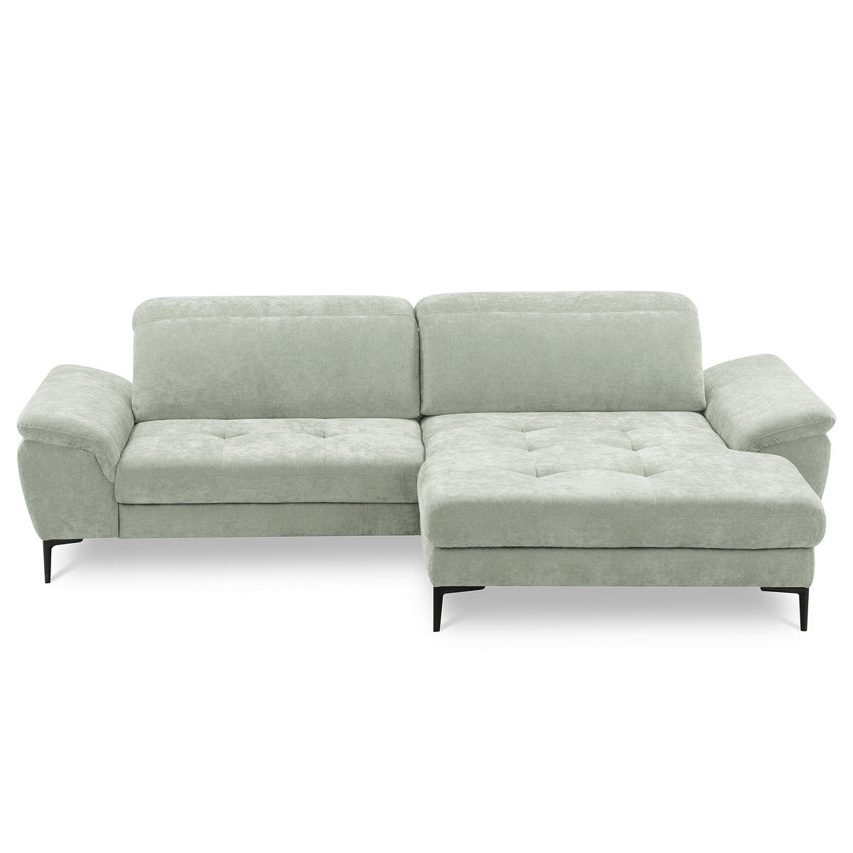 ECKSOFA  Webstoff Mintgrün  - Schwarz/Mintgrün, Design, Textil/Metall (268/195cm) - Livetastic