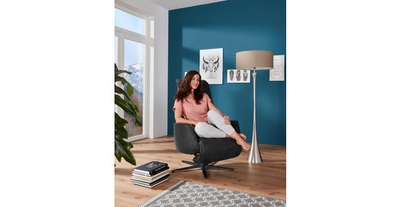 RELAXSESSEL in Leder Dunkelgrau  - Dunkelgrau/Anthrazit, Design, Leder/Metall (71/114/84cm) - Johann Jakob