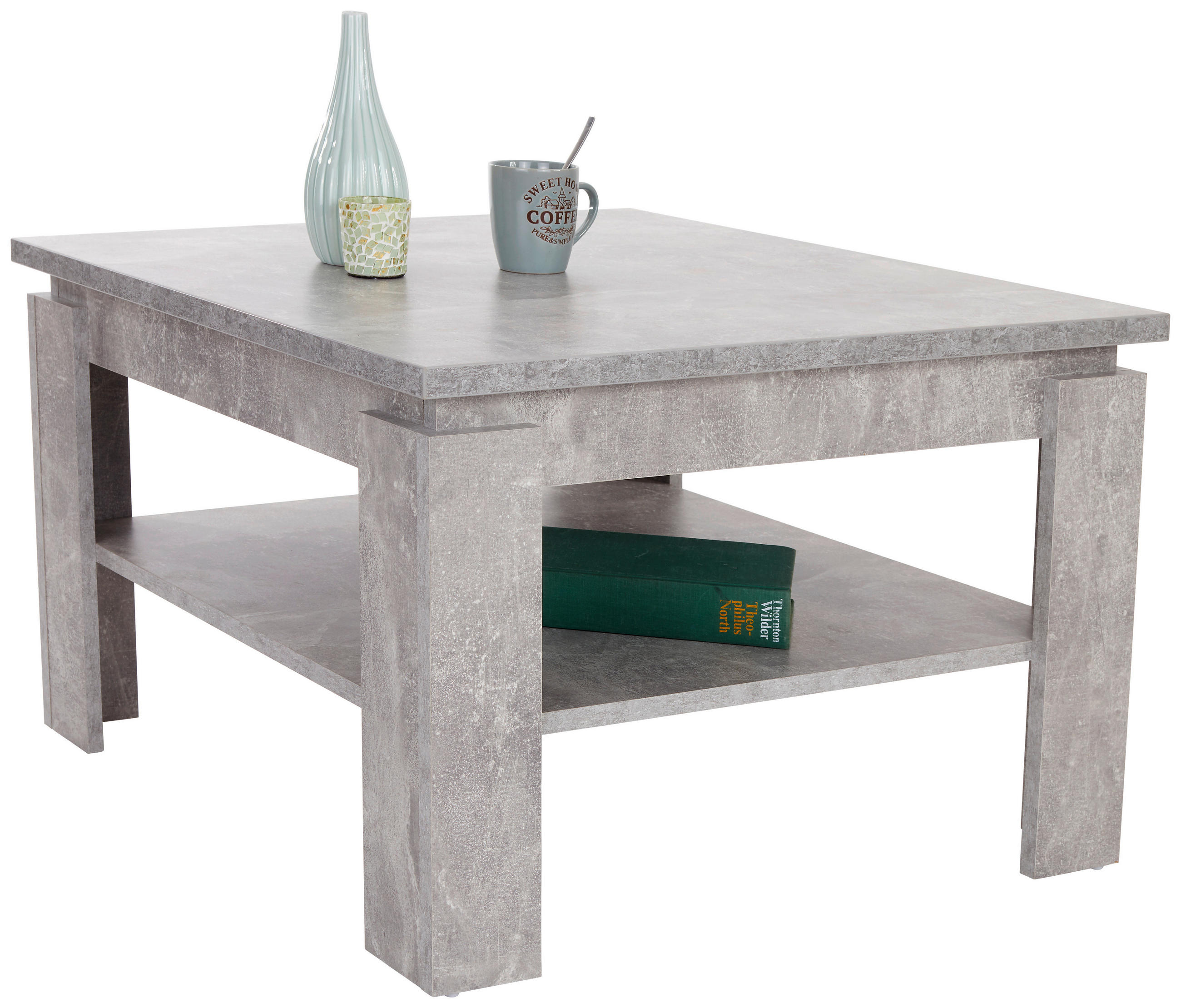 Couchtisch mit Ablagefach Nizza 1, Betonoptik Hell