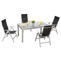 GARTENSET 5-teilig Aluminium ,[ ]}5-teilig  - Silberfarben/Schwarz, KONVENTIONELL, Glas/Textil - Gardenson