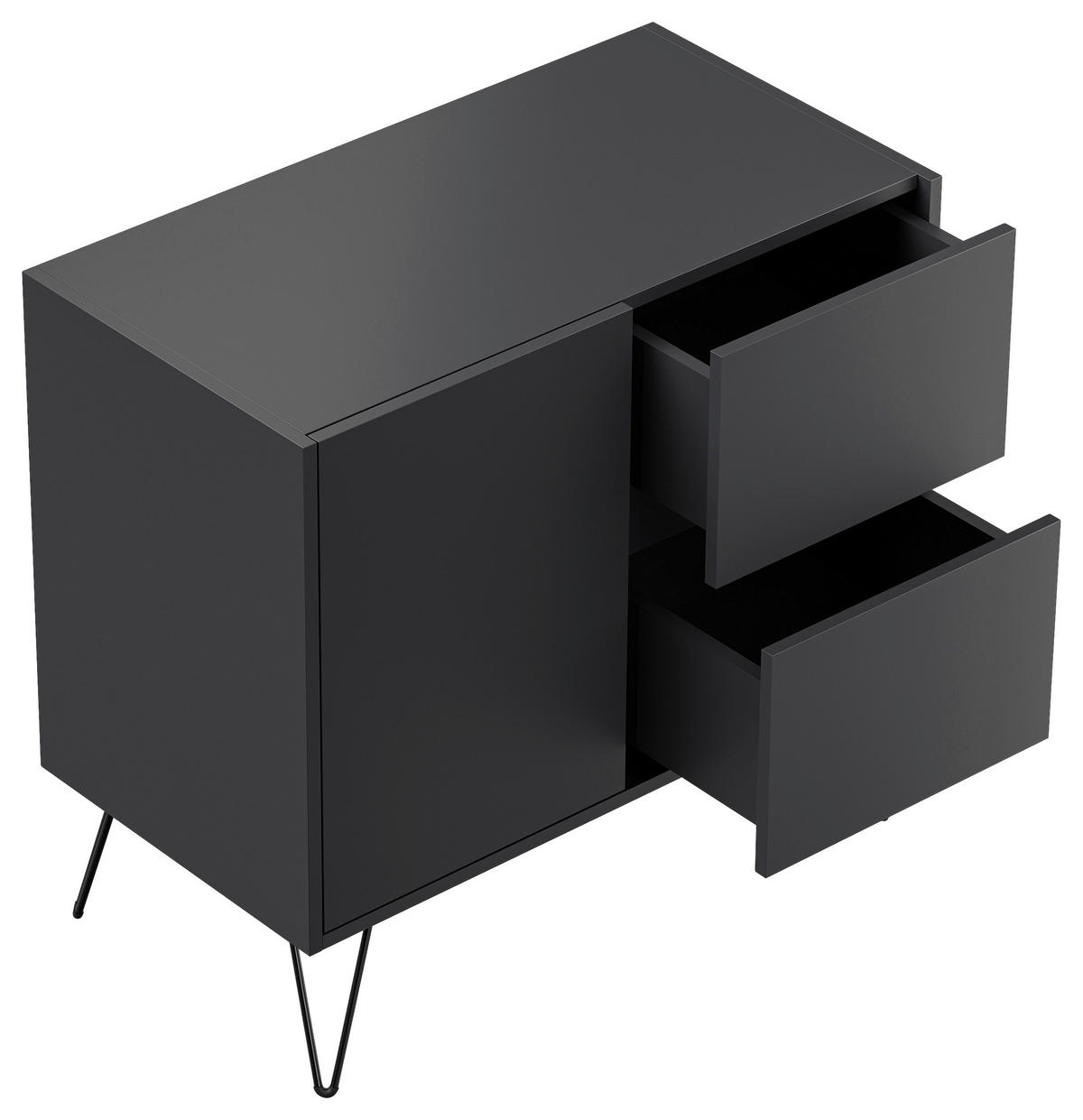 SIDEBOARD Posseik Industrial 79/75,8/42 cm 2 Schublade(n)  - Graphitfarben/Schwarz, Design, Holzwerkstoff/Metall (79/75,8/42cm) - MID.YOU