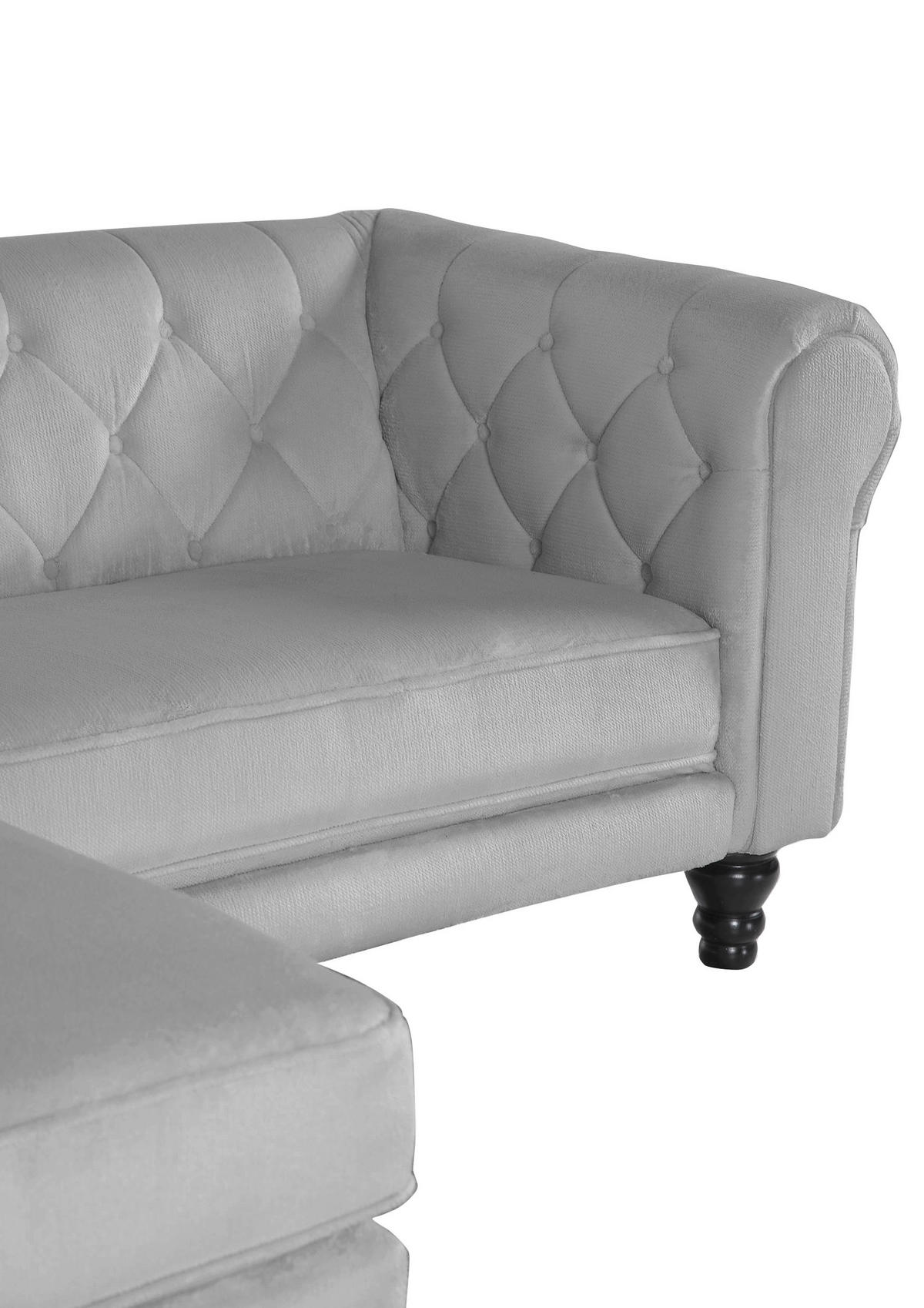 ECKSOFA in Plüsch Grau  160/260 cm  - Dunkelbraun/Grau, Design, Holz/Textil (160/260cm) - MID.YOU