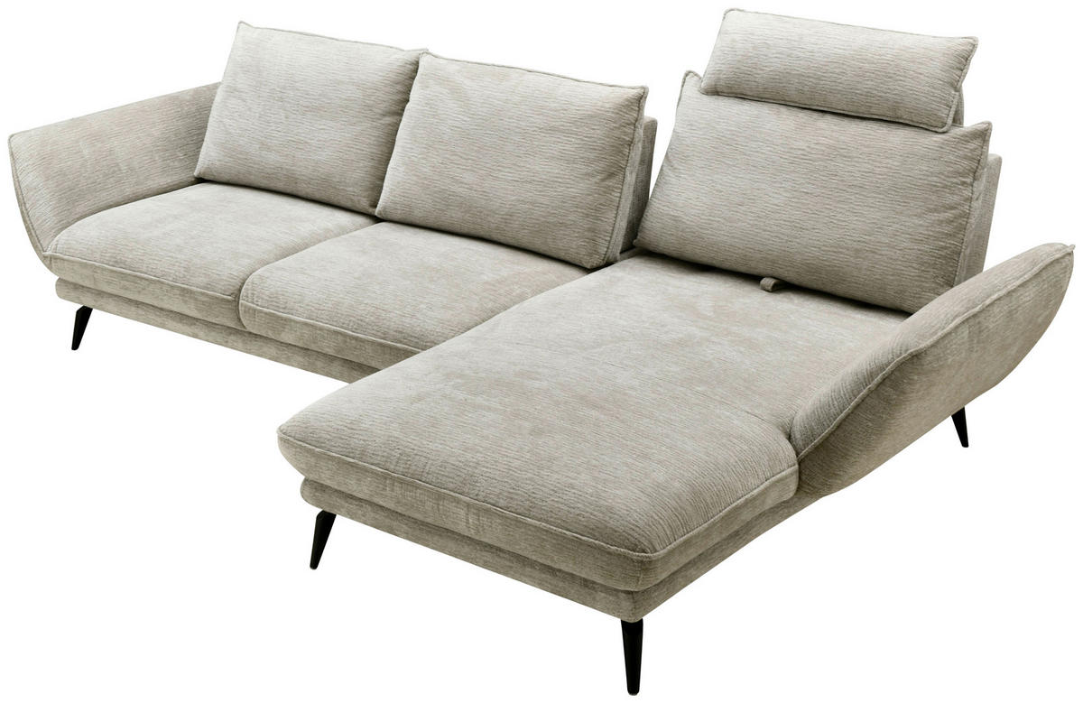 ECKSOFA Mikrofaser Beige  - Beige/Schwarz, Design, Textil/Metall (325/170cm) - Novel