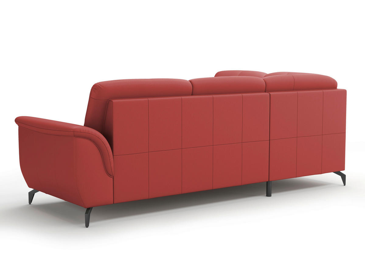 ECKSOFA ZORA E Rot Echtleder  - Rot/Schwarz, MODERN, Leder/Metall (212/244cm) - Sit & More