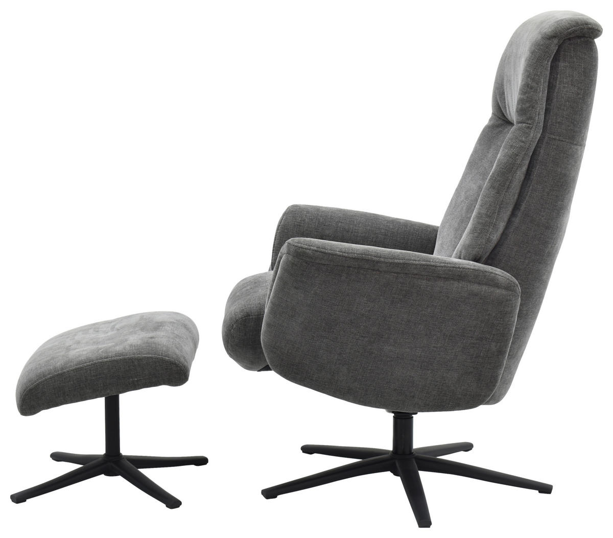 RELAXSESSELSET RELAVO Webstoff Hocker    - Schwarz/Grau, Design, Textil/Metall (72/109/86/111/81cm) - Livetastic