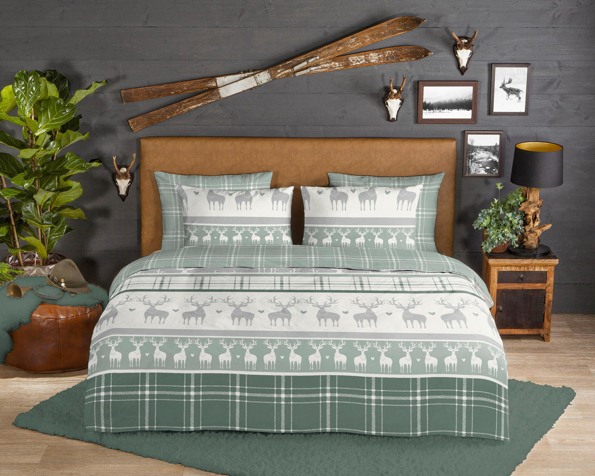 BETTWÄSCHE Good Morning Flanell, Biber 140/200 cm  - Grün, Basics, Textil (140/200cm)