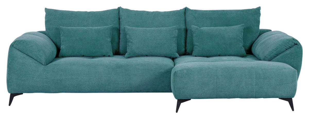 ECKSOFA in Cord Petrol  - Petrol/Schwarz, Konventionell, Textil/Metall (311/176cm) - Carryhome