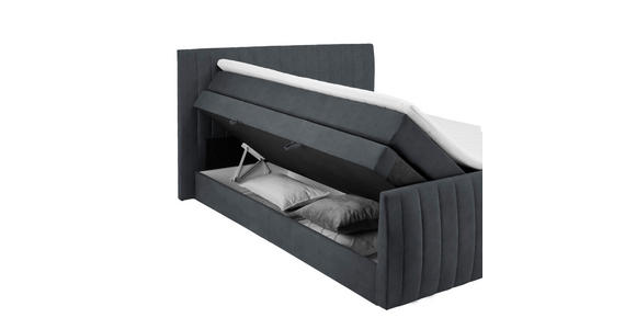 BOXSPRINGBETT 180/200 cm  in Dunkelgrau  - Dunkelgrau/Schwarz, KONVENTIONELL, Kunststoff/Textil (180/200cm) - Carryhome