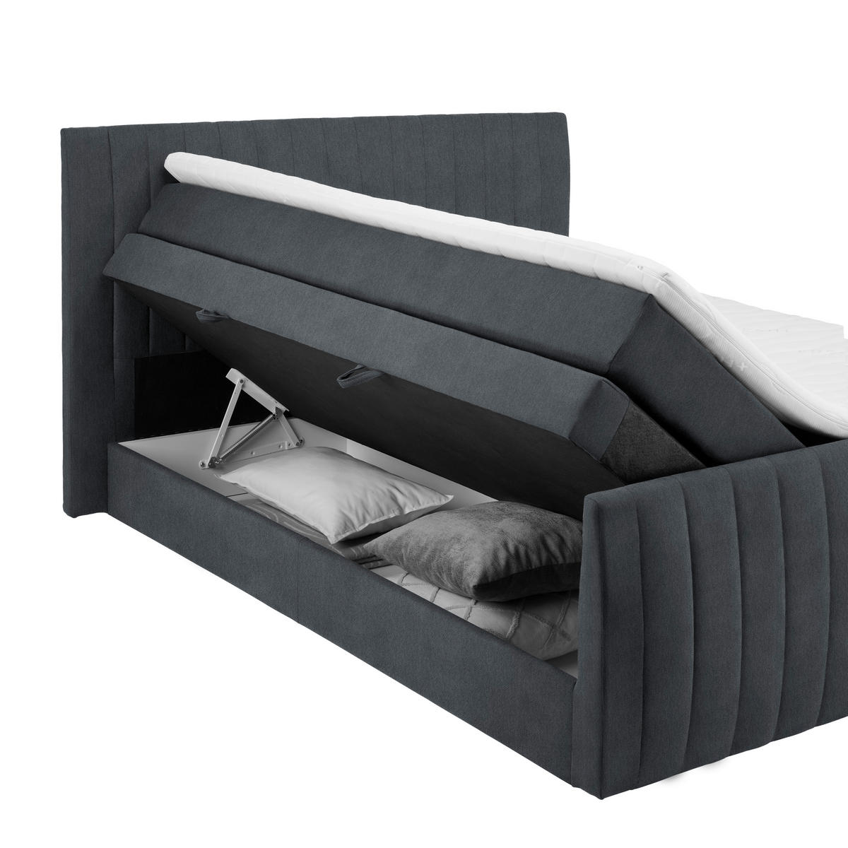 BOXSPRINGBETT 180/200 cm  in Dunkelgrau  - Dunkelgrau/Schwarz, KONVENTIONELL, Kunststoff/Textil (180/200cm) - Carryhome