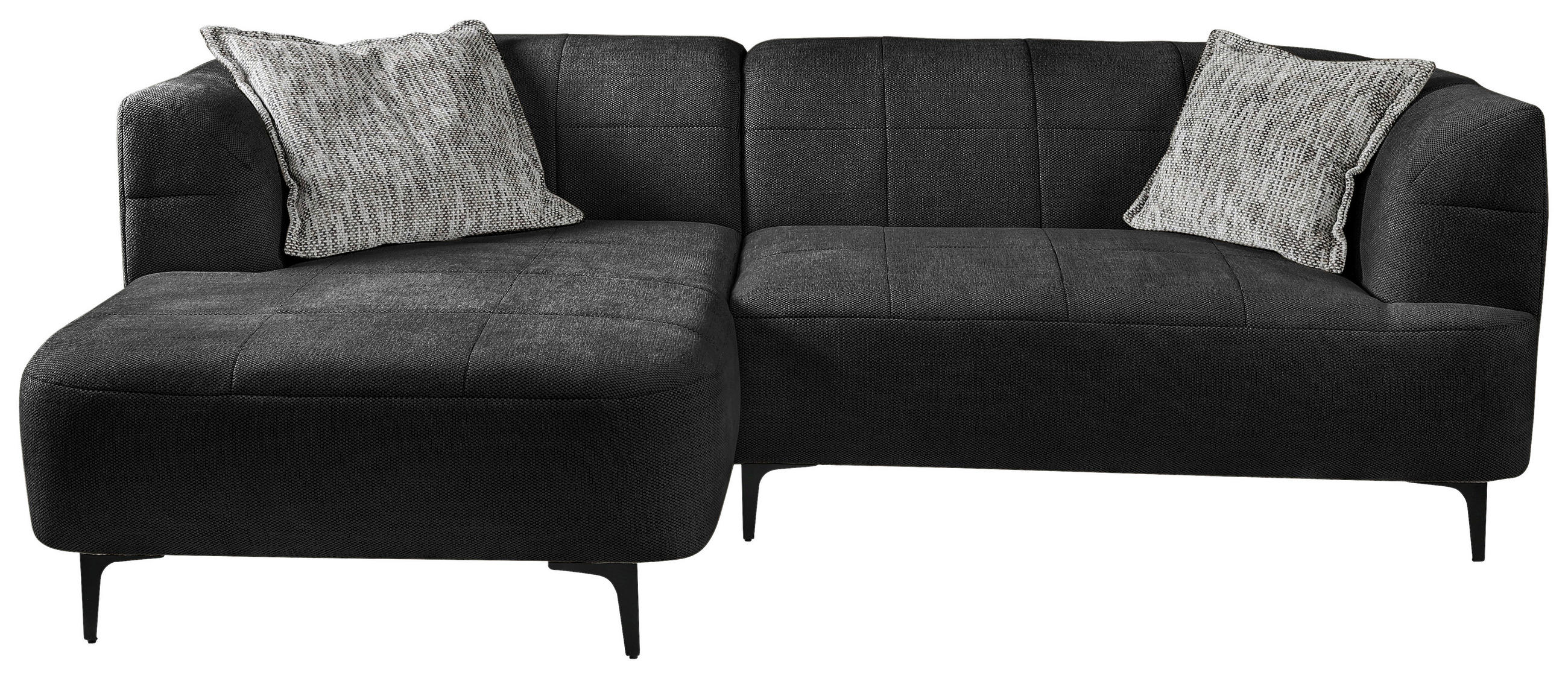 ECKSOFA Dunkelgrün Struktur  - Dunkelgrün/Schwarz, Design, Textil/Metall (158/247cm) - MID.YOU