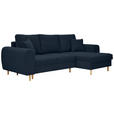 ECKSOFA Dunkelblau Webstoff  - Naturfarben/Dunkelblau, KONVENTIONELL, Holz/Textil (250/145cm) - Carryhome