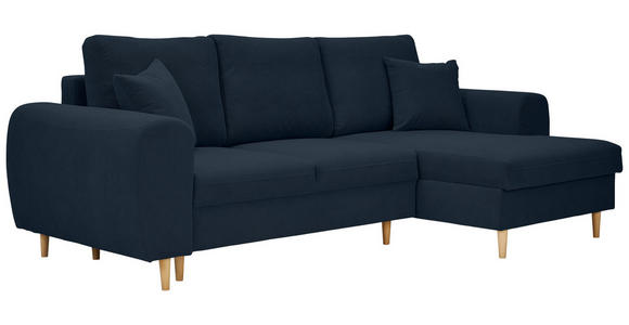 ECKSOFA Dunkelblau Webstoff  - Naturfarben/Dunkelblau, KONVENTIONELL, Holz/Textil (250/145cm) - Carryhome