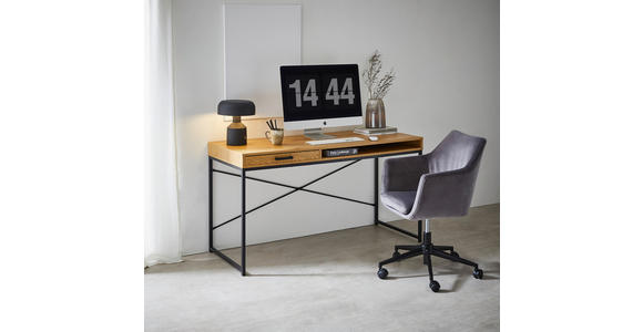 SCHREIBTISCH 140/58/76 cm  in Wildeiche  - Wildeiche/Schwarz, MODERN, Holzwerkstoff/Metall (140/58/76cm) - Carryhome