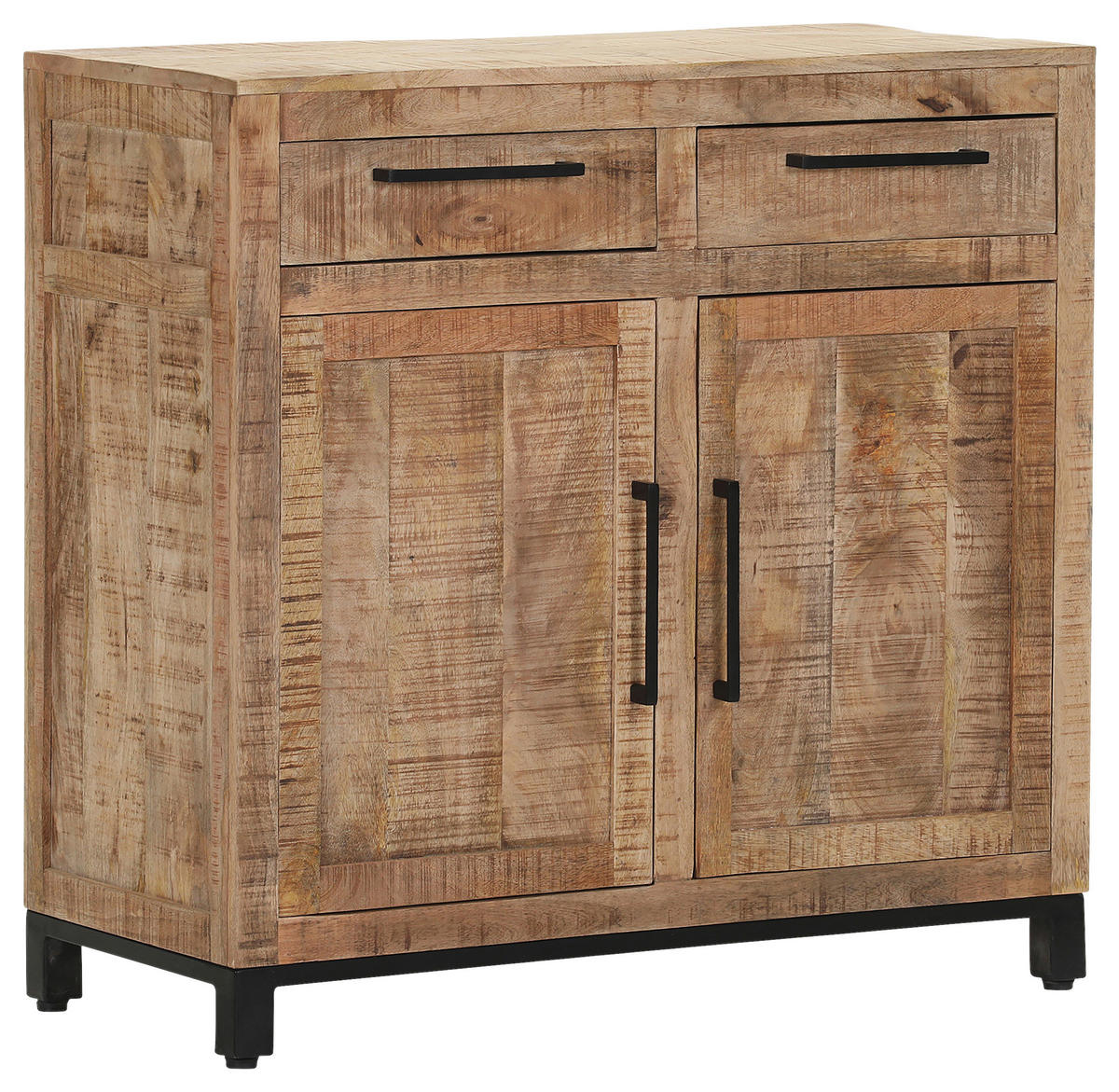 KOMMODE , 90/85/40 cm, 2 Schublade(n)  - Schwarz/Naturfarben, Design, Holz/Metall (90/85/40cm) - Landscape