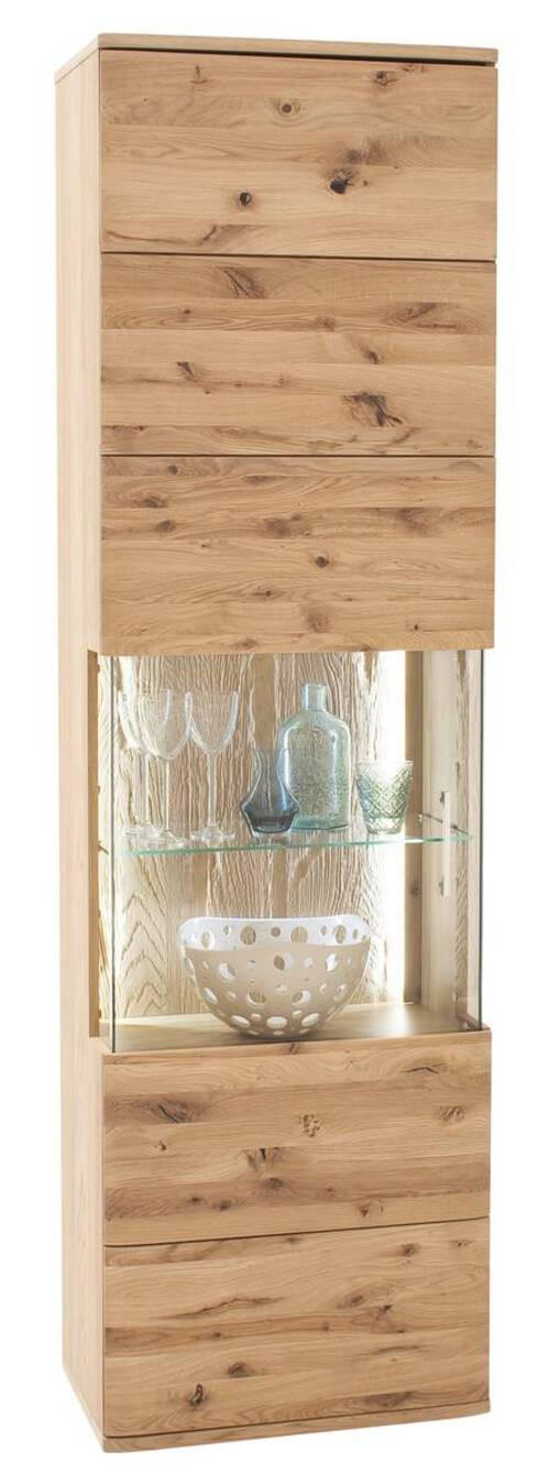 VITRINE in furniert, teilmassiv Asteiche Eichefarben - Eichefarben/Schwarz, Design, Glas/Holz (60/208/37cm) - Livetastic