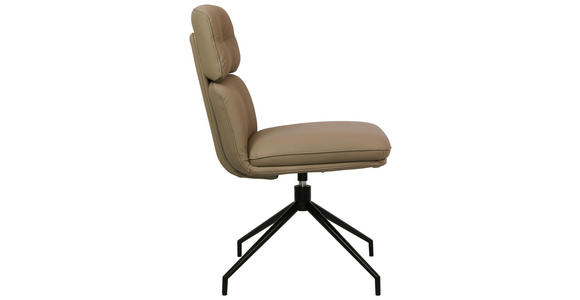 STUHL  in Eisen Echtleder pigmentiert Metall, Leder  - Taupe/Schwarz, Design, Leder/Metall (50/92/64,5cm) - Dieter Knoll