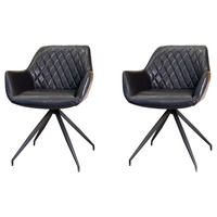ARMLEHNSTUHL-SET 2 Stück  in Lederlook  - Schwarz, KONVENTIONELL, Textil/Metall (62/82/61cm) - MID.YOU