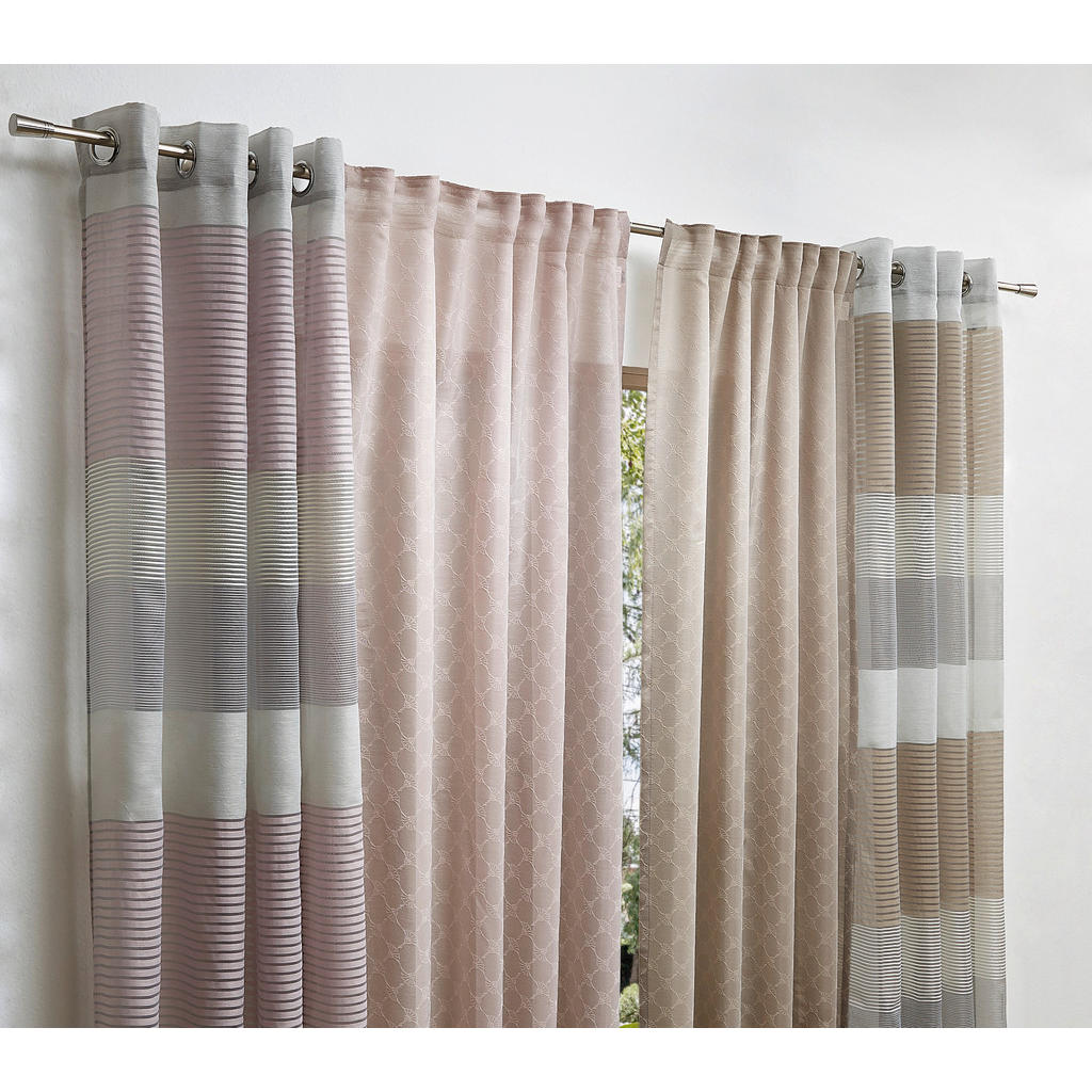 Thumbnail - Joop! Ösenschal J-Gleam, Creme, Altrosa, Hellgrau, Textil, Streifen, 140x250 cm, Wohntextilien, Gardinen & Vorhänge, Fer...