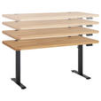 SCHREIBTISCH 160/77/76-119 cm Eichefarben elektrisch höhenverstellbar  - Eichefarben/Schwarz, MODERN, Holz/Metall (160/77/76-119cm) - Linea Natura