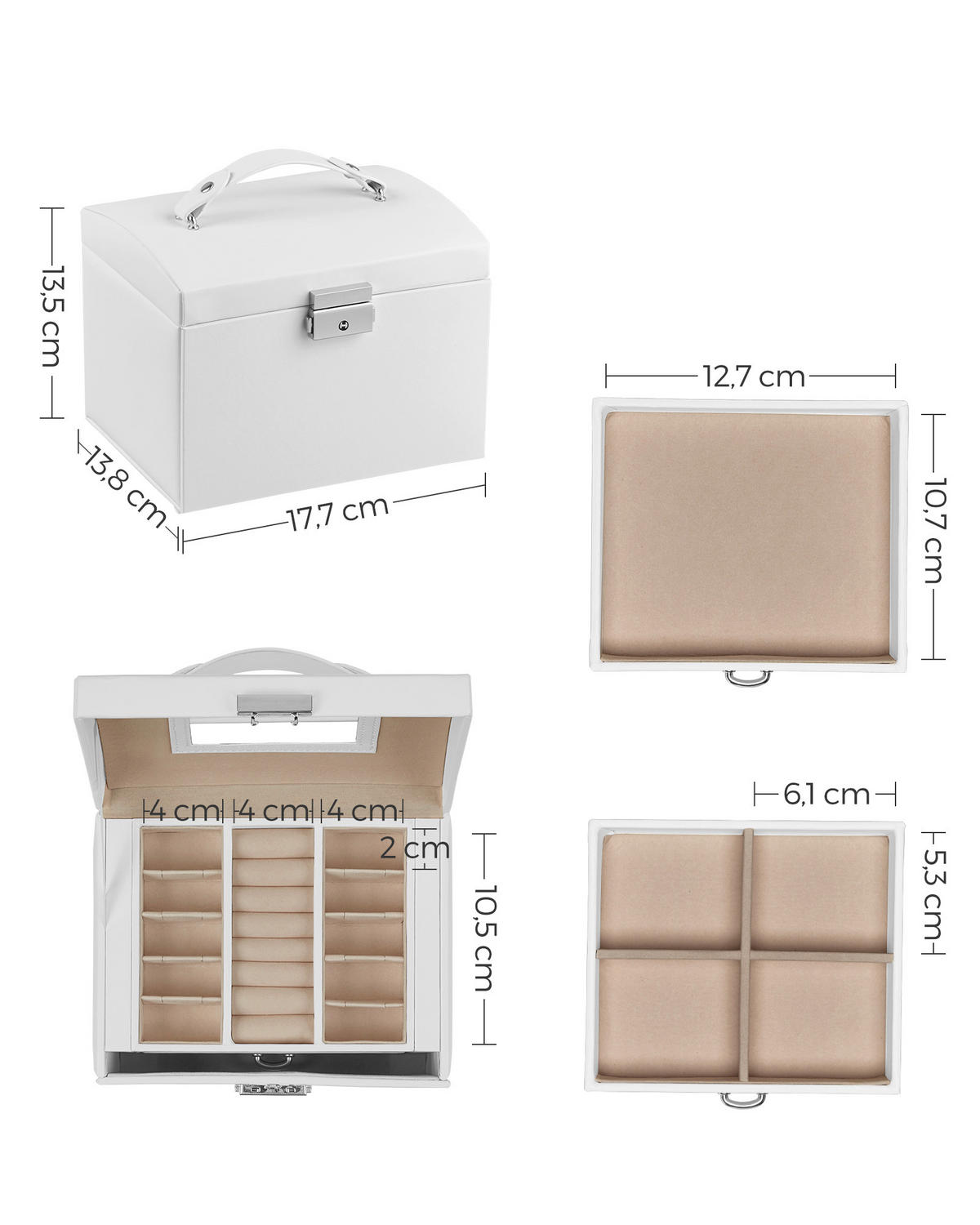 SCHMUCKKÄSTCHEN 18/13,5/14 cm  - Weiß, LIFESTYLE, Holzwerkstoff (18/13,5/14cm)