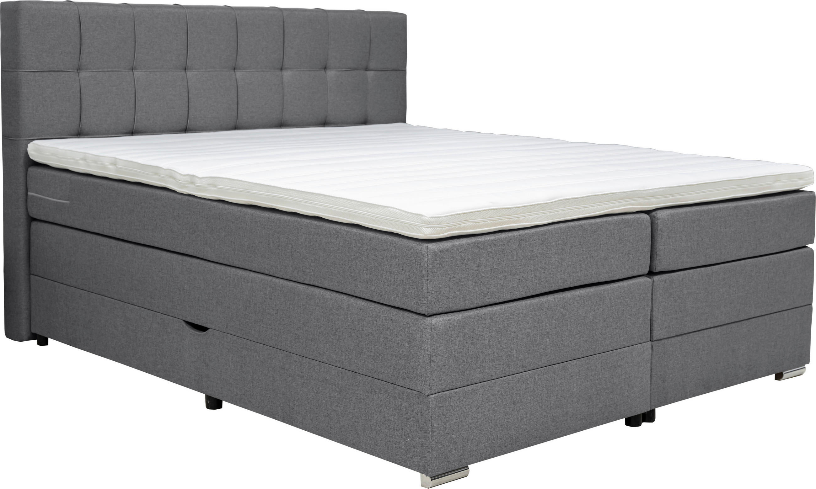 BOXSPRINGBETT 160/200 cm  in Grau  - Alufarben/Grau, KONVENTIONELL, Kunststoff/Textil (160/200cm) - Carryhome