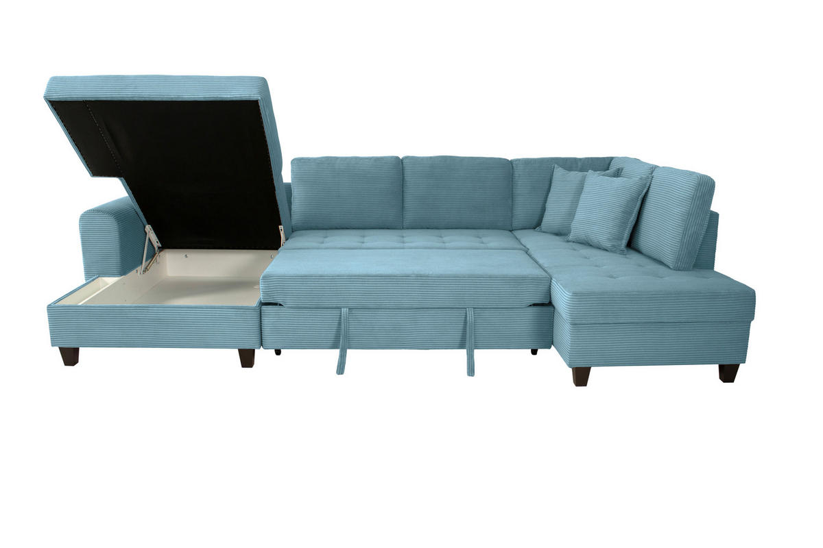 WOHNLANDSCHAFT MORITZ Hellblau Cord  - Hellblau, Trend, Textil (155/324/178cm) - P & B