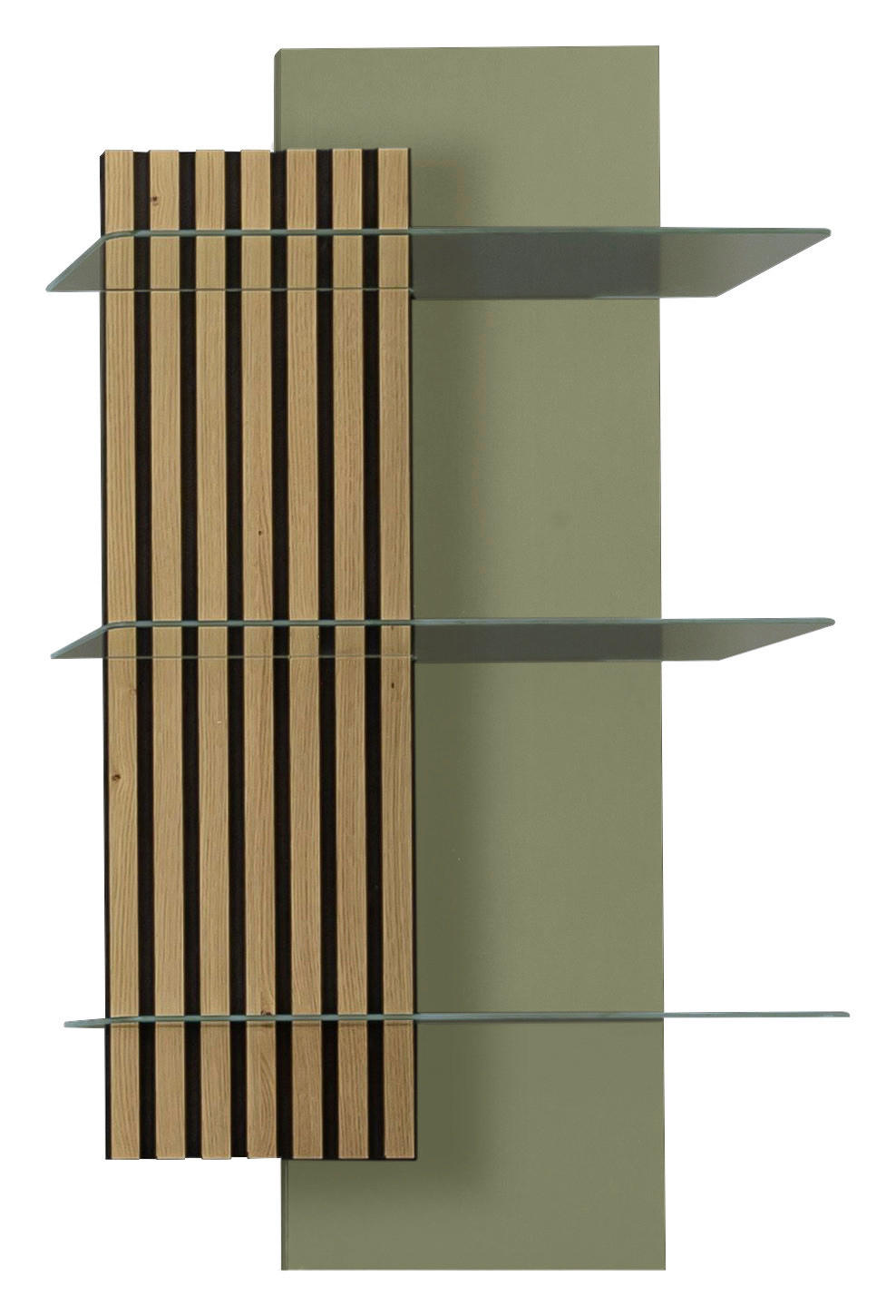 WANDREGAL  60/108/28 cm  - Schilfgrün/Wildeiche, Design, Glas/Holz (60/108/28cm) - Moderano