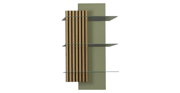 WANDREGAL 60/108/28 cm - Schilfgrün/Wildeiche, Design, Glas/Holz (60/108/28cm) - Moderano