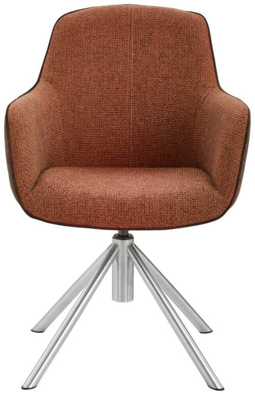 ARMLEHNSTUHL drehbar  in Edelstahl Flachgewebe  - Edelstahlfarben/Rostfarben, Design, Textil/Metall (60/88/64cm) - Novel