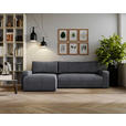 ECKSOFA Graphitfarben Cord  - Schwarz/Graphitfarben, MODERN, Kunststoff/Textil (150/245cm) - Carryhome