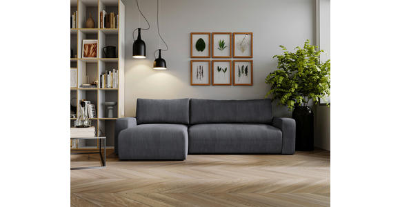 ECKSOFA Graphitfarben Cord  - Schwarz/Graphitfarben, MODERN, Kunststoff/Textil (150/245cm) - Carryhome