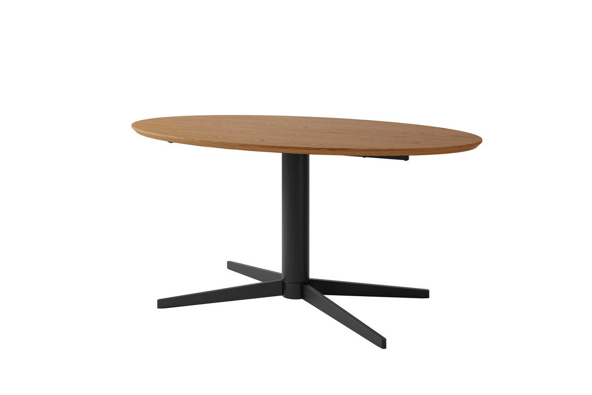 ESSTISCH 160/90/76 cm Echtholz  Metall, Holzwerkstoff in verschiedenen Größen erhältlich oval Eichefarben  - Eichefarben/Schwarz, MODERN, Holzwerkstoff/Metall (160/90/76cm) - Schöner Wohnen