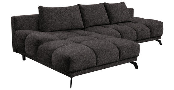 ECKSOFA in Chenille Anthrazit  - Anthrazit/Schwarz, MODERN, Textil/Metall (182/290cm) - Hom`in