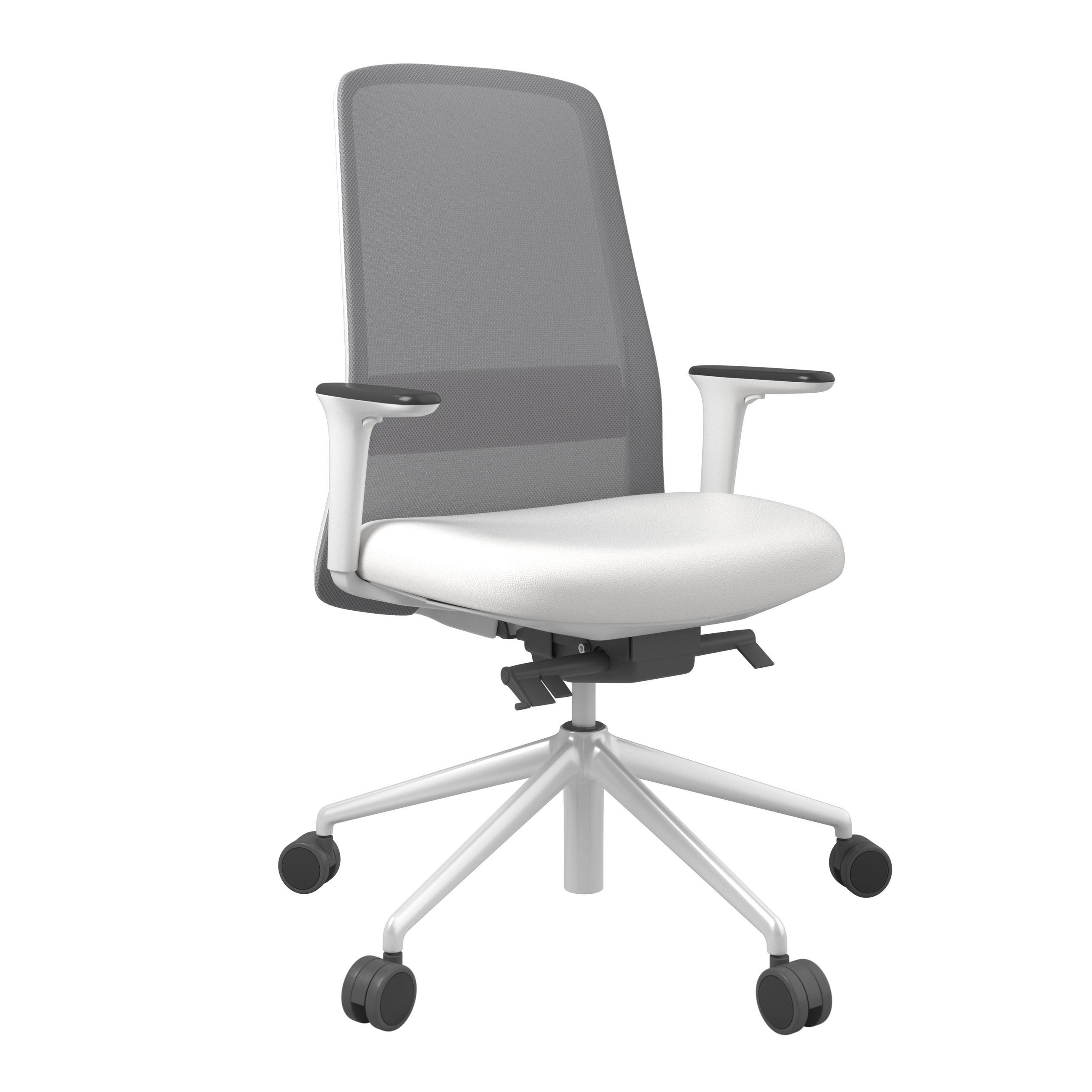 DREHSTUHL Grau, Weiß  - Weiß/Grau, MODERN, Leder/Kunststoff (70/103-115/70cm)