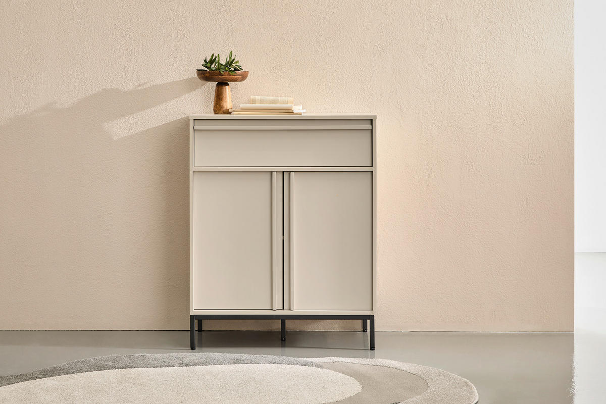 KOMODA, čierna, svetlosivá, 80/101/40 cm - čierna/sivá, Design, kov/drevo (80/101/40cm) - Xora