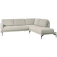 ECKSOFA in Flachgewebe, Struktur Creme  - Anthrazit/Creme, Design, Textil/Metall (254/230cm) - Ambiente