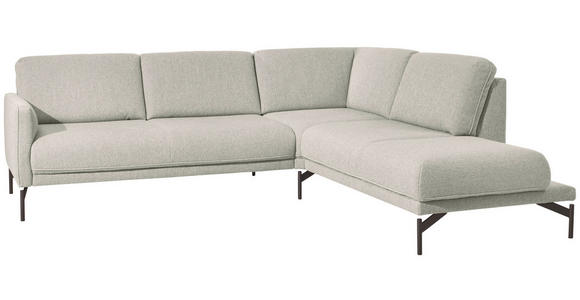 ECKSOFA in Flachgewebe, Struktur Creme  - Anthrazit/Creme, Design, Textil/Metall (254/230cm) - Ambiente