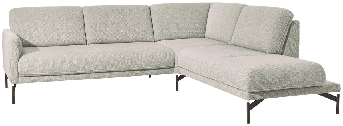 ECKSOFA in Flachgewebe, Struktur Creme  - Anthrazit/Creme, Design, Textil/Metall (254/230cm) - Johann Jakob