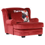 OHRENSESSEL in Velours Rot  - Dunkelbraun/Rot, Trend, Holz/Textil (121/100/140cm) - Ambia Home