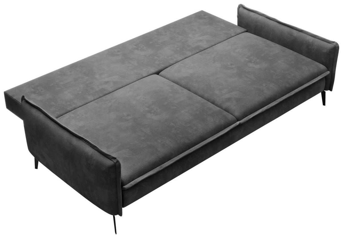 SCHLAFSOFA Chenille Graphitfarben  - Schwarz/Graphitfarben, KONVENTIONELL, Textil/Metall (223/89/107cm) - Carryhome