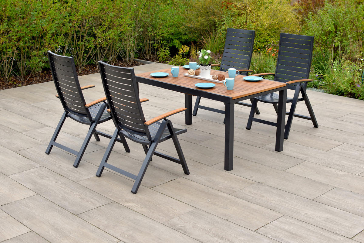 GARTENSET 5-teilig  - Graphitfarben/Naturfarben, MODERN, Holz/Metall - Gardenson