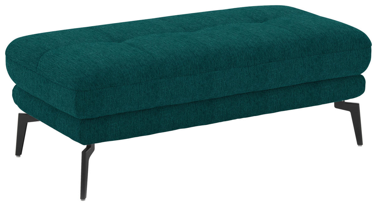 HOCKERTextil Petrol  - Petrol/Schwarz, Design, Textil/Metall (132/45/68cm) - Beldomo Style