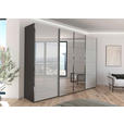 SCHWEBETÜRENSCHRANK  in Graphitfarben, Seidengrau  - Chromfarben/Seidengrau, Design, Glas/Holzwerkstoff (316/235/68cm) - Novel