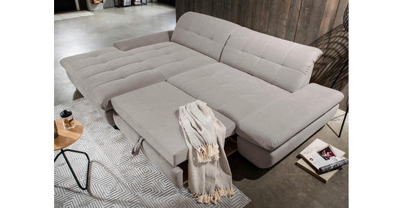 ECKSOFA  in Mikrofaser Hellgrau  198/290 cm  - Hellgrau/Schwarz, Design, Textil/Metall (198/290cm) - Xora